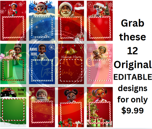 12 Editable Christmas Treat Card Designs (Canva)