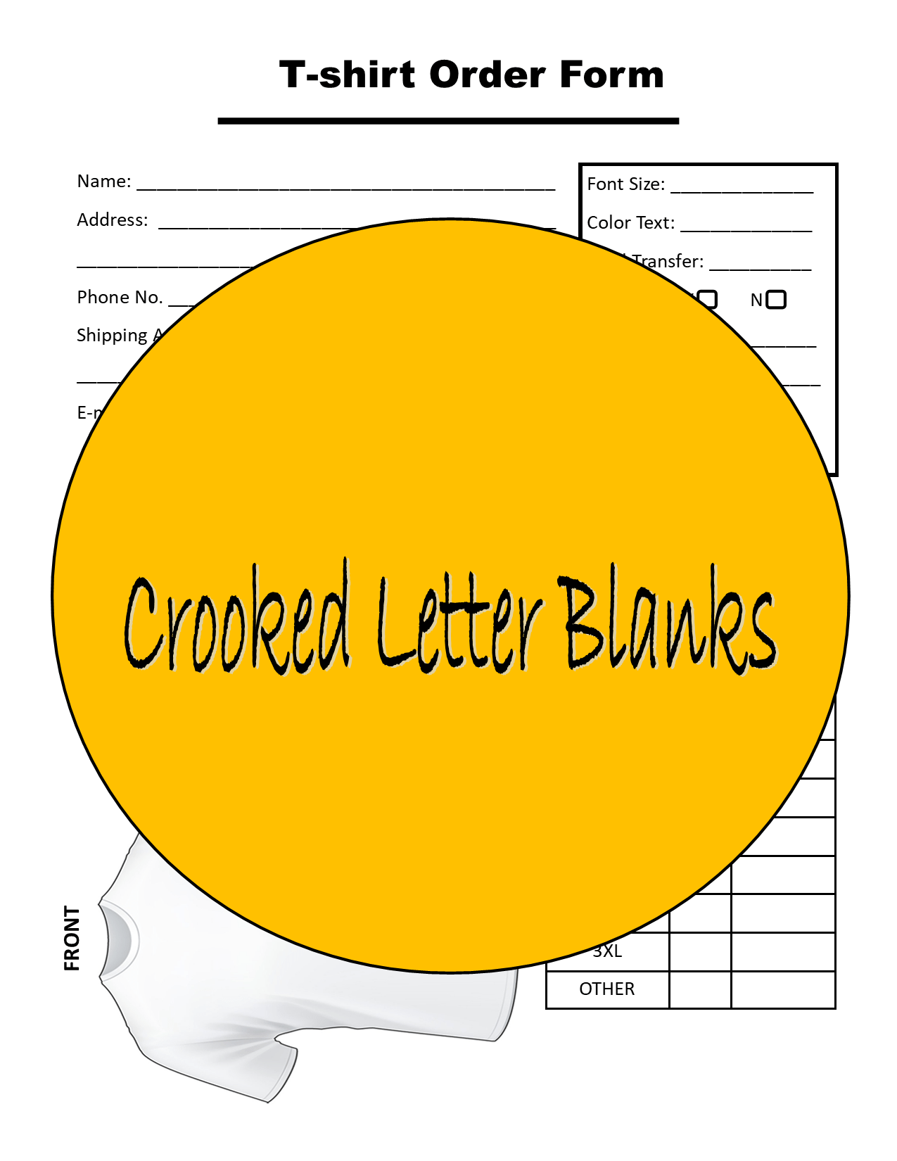 Customs Order Forms Digital Download - Crooked Letter Sublimation Blanks