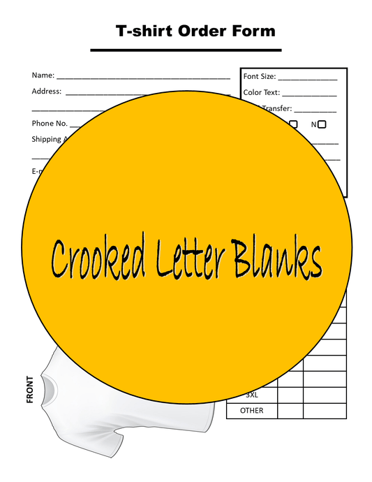 Customs Order Forms Digital Download - Crooked Letter Sublimation Blanks