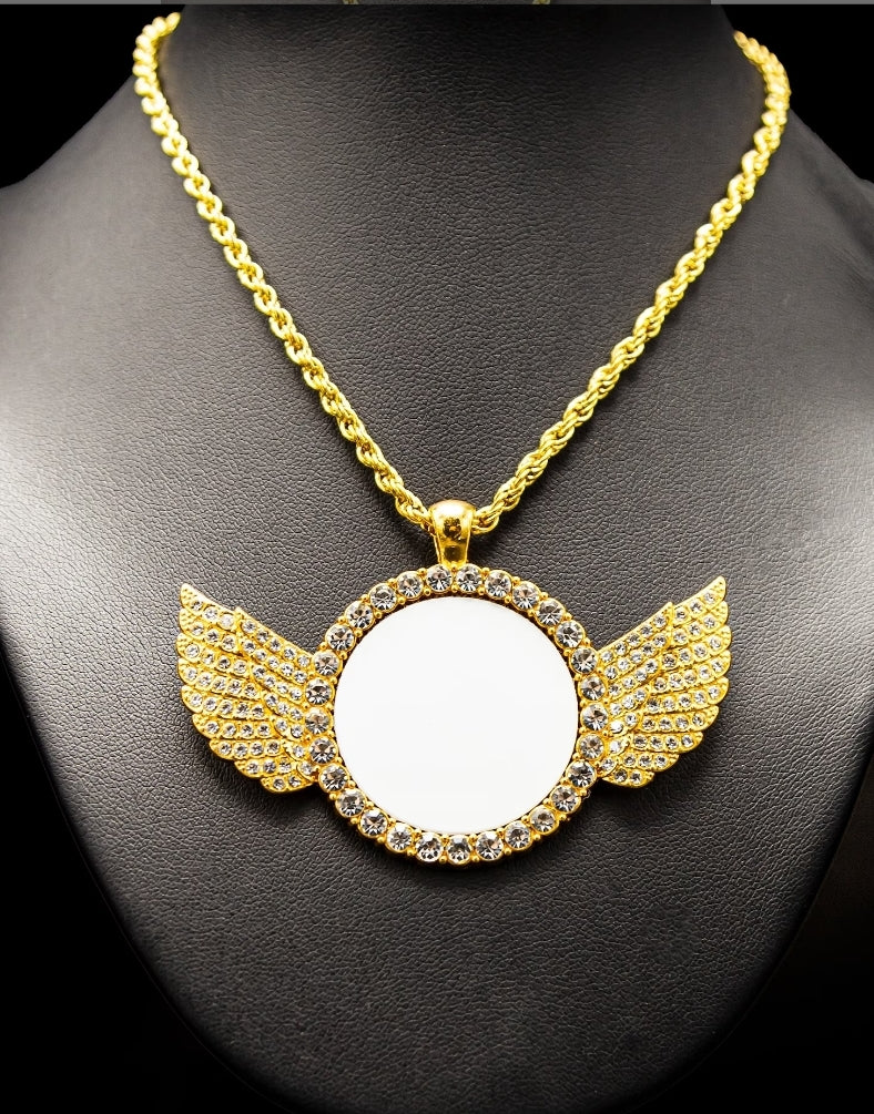 Sublimation Blank Angel Wings Necklace